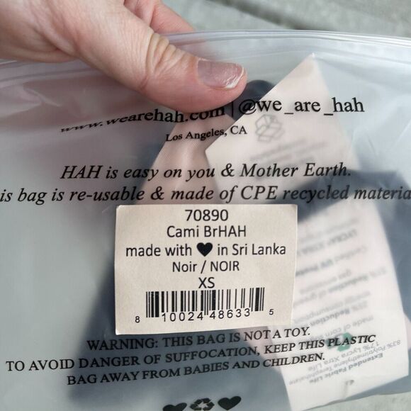 HAH by Free People Cami BrHAH Bralette Bra XS Noir Scoop‎ Neckline Stretchy  NEW - Picture 8 of 8